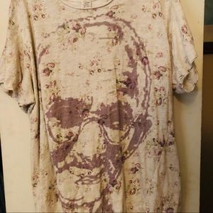 Magnolia  pear Gandhi  Floral Tee - Cream and Purple